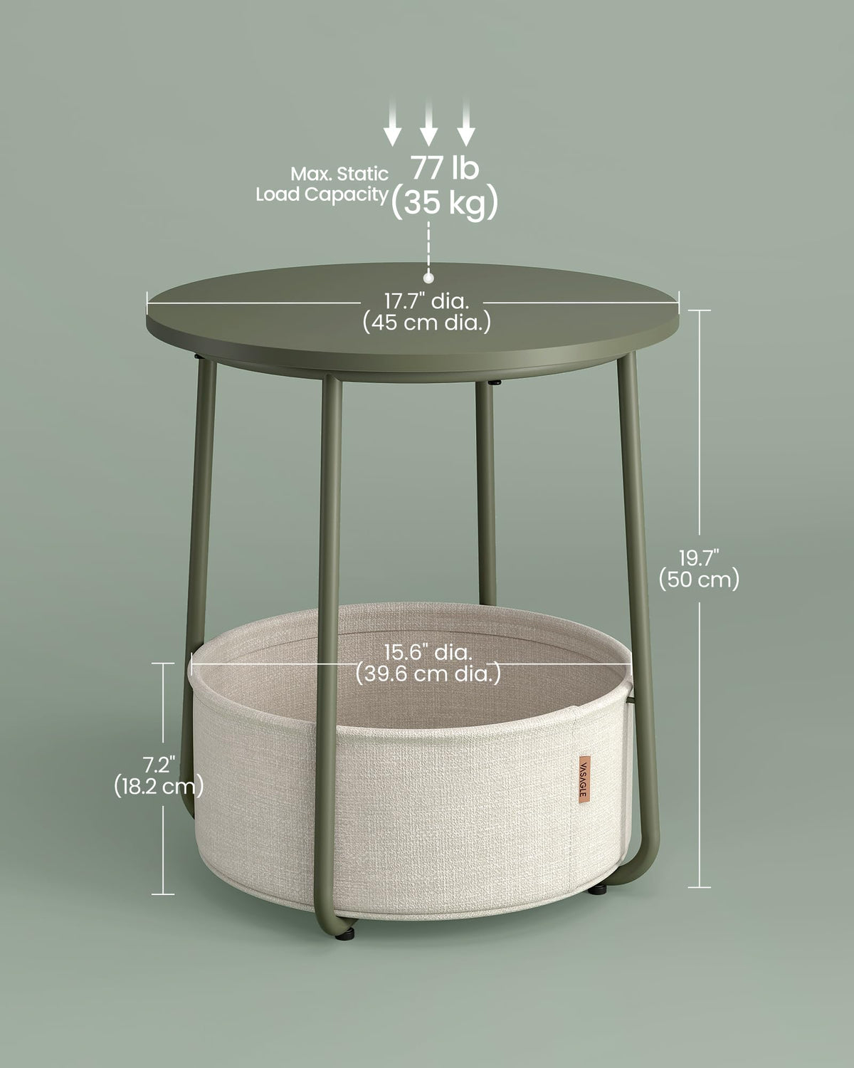 Sturdy U-shaped steel frame creating a durable end table base.