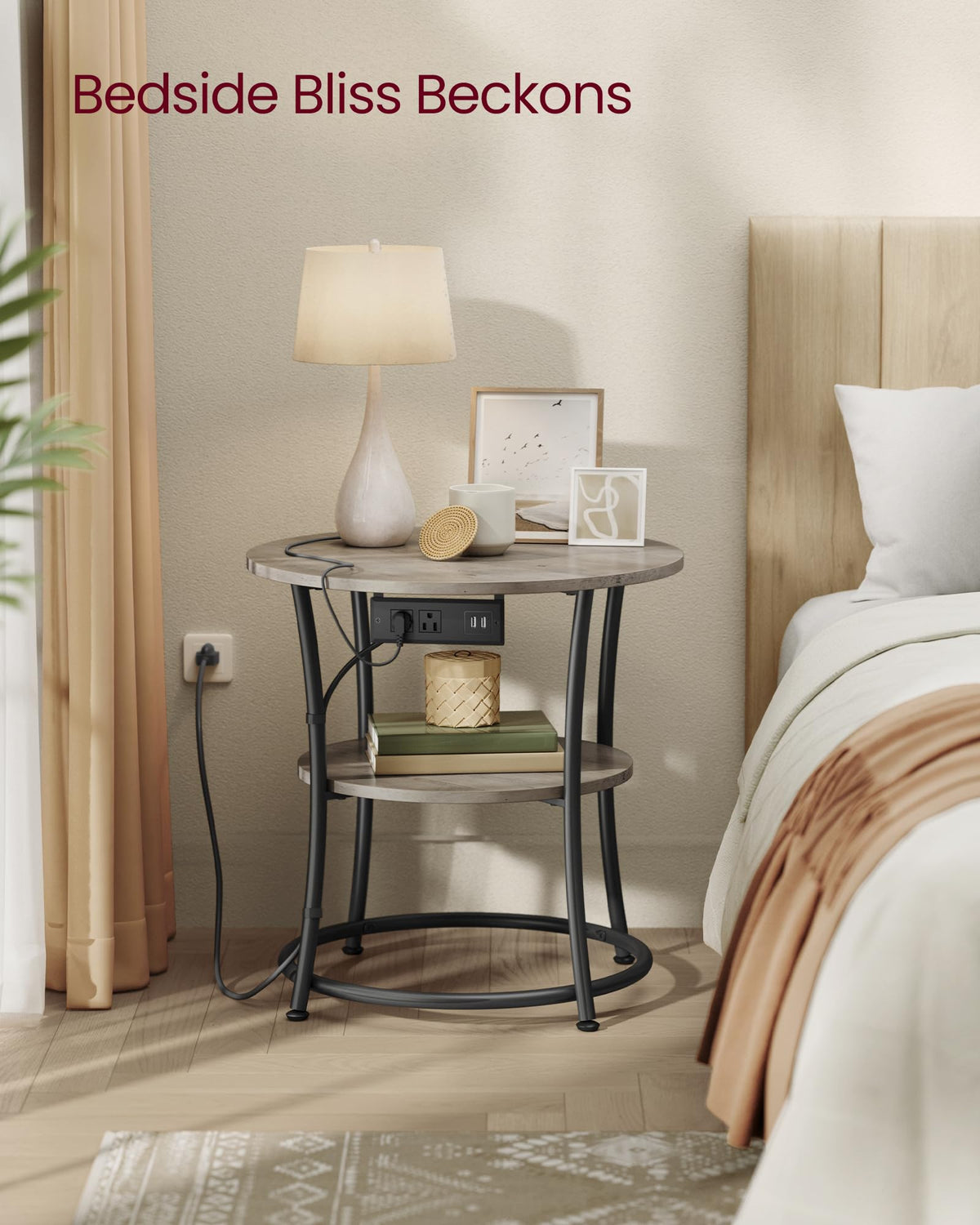 VASAGLE living room or bedroom companion with organized surfaces.