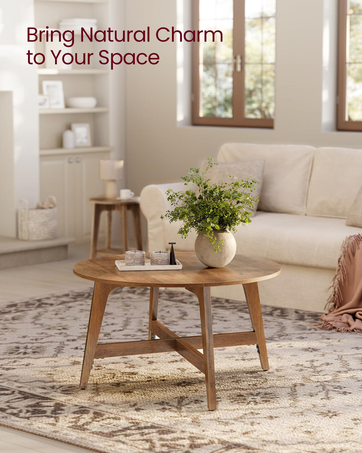 VASAGLE MAEZO round coffee table easy assembly in minutes
