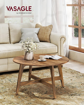 VASAGLE MAEZO round coffee table showing tapered legs for a sleek look