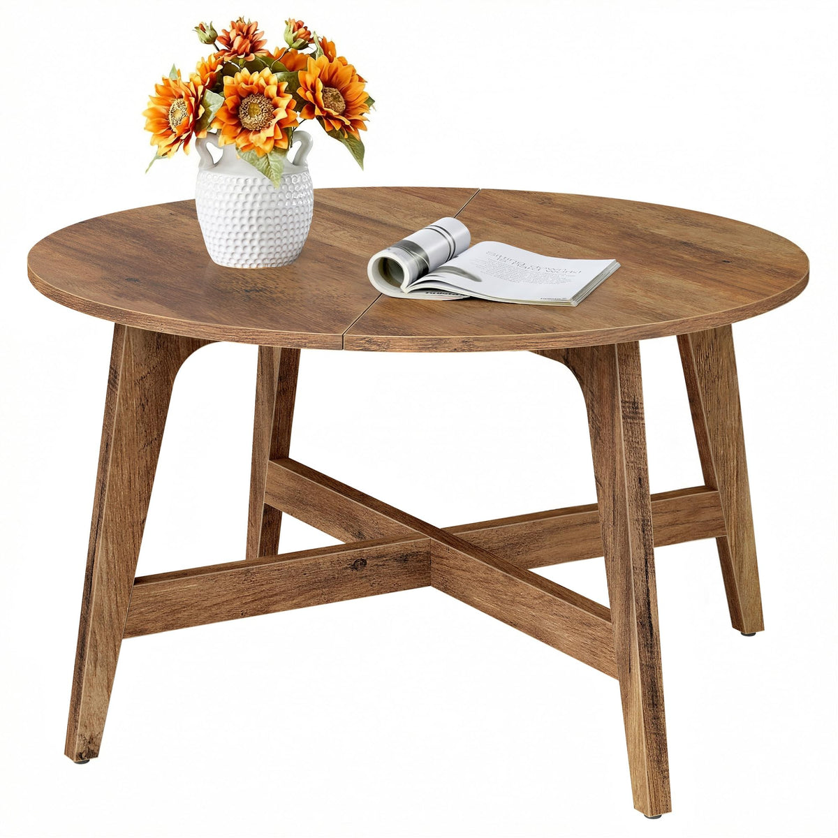 VASAGLE MAEZO round coffee table top view with spacious surface for drinks and decor