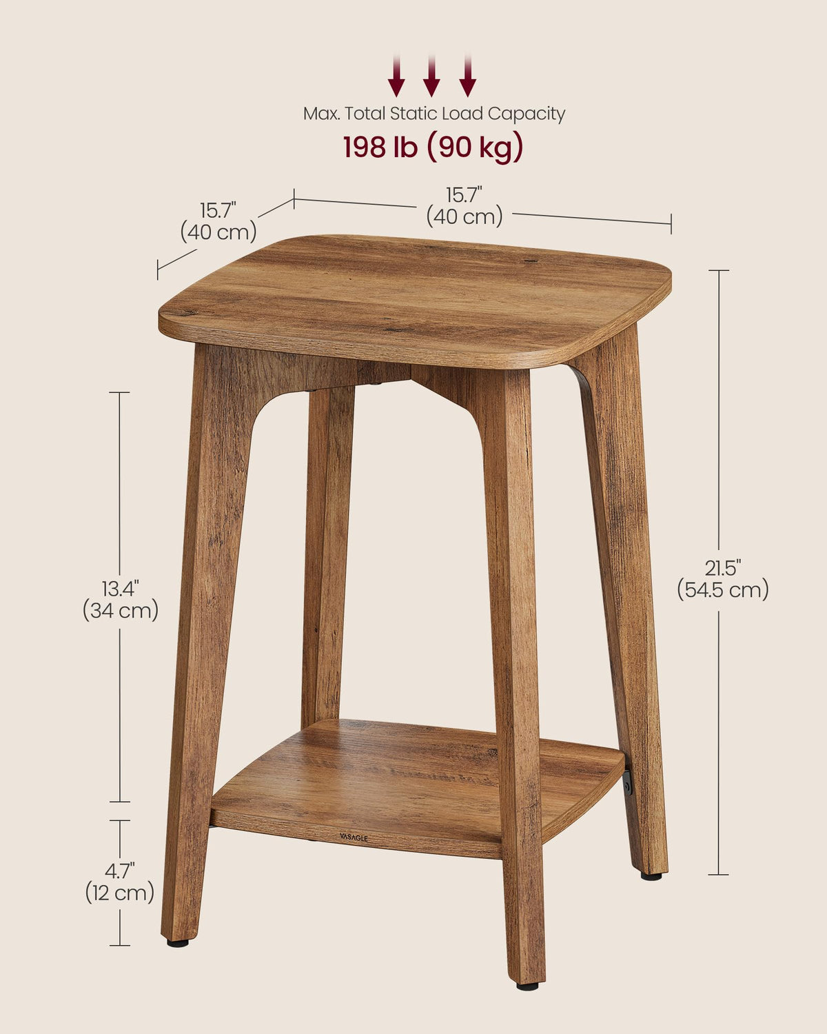 VASAGLE MAEZO side table assembly process illustrated for quick setup.