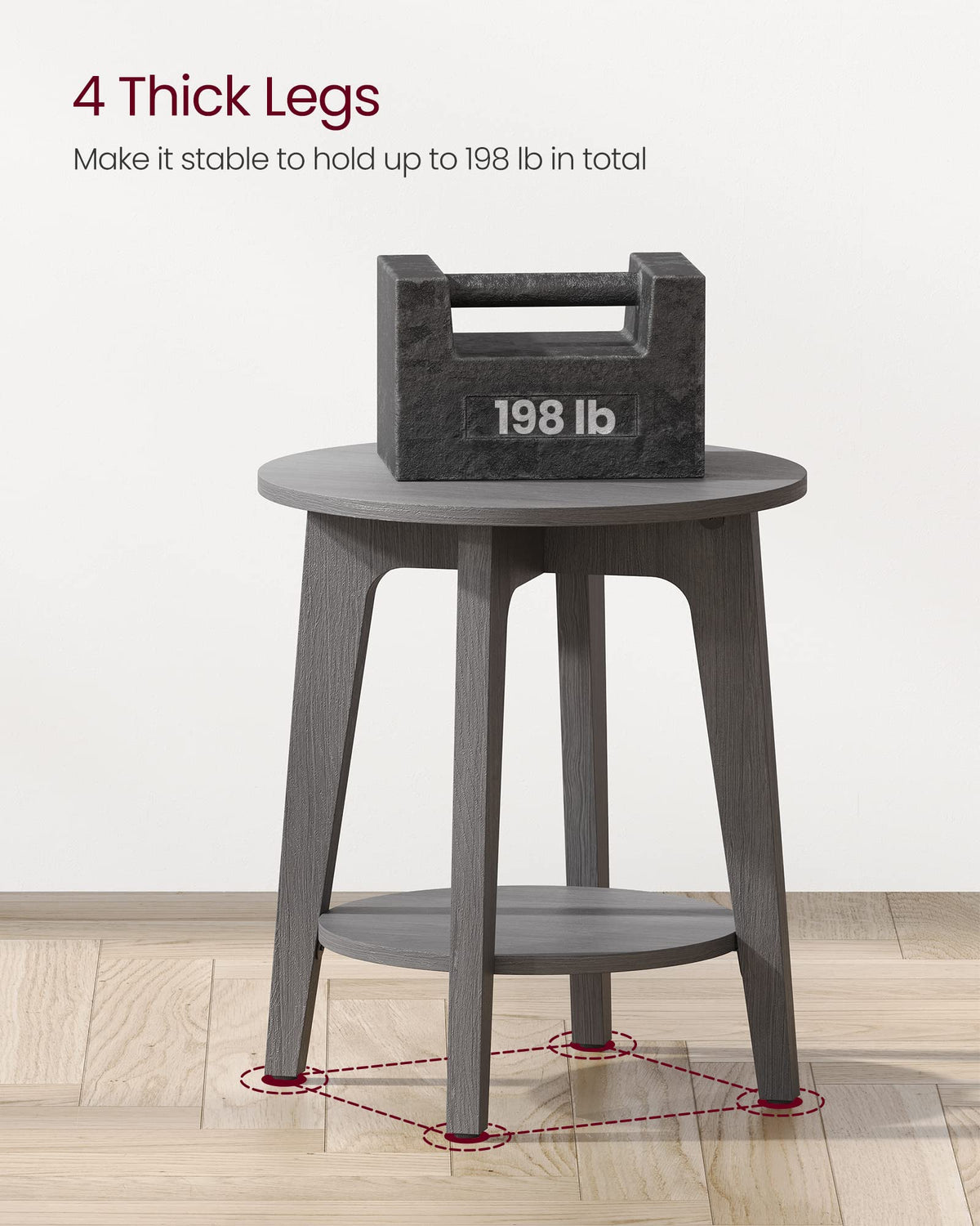 VASAGLE MAEZO side table used as a bedside table with lamp