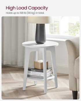 VASAGLE MAEZO cloud white finish on sturdy 2-tier side table