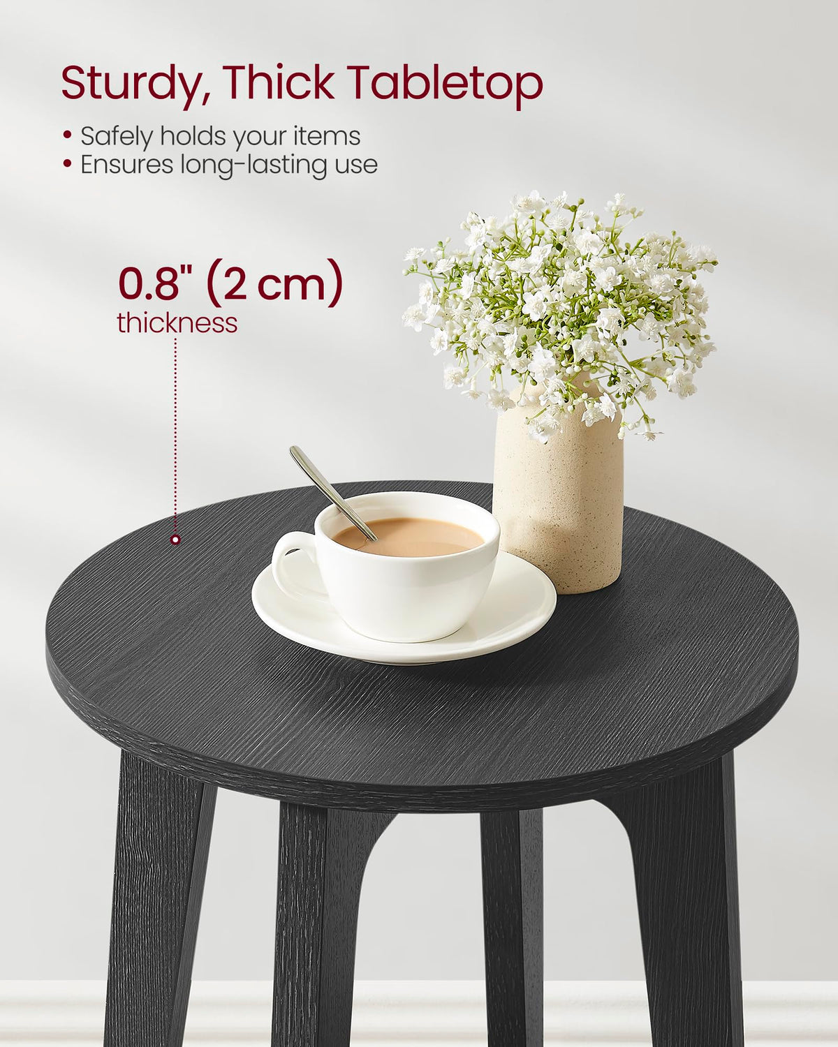 VASAGLE MAEZO side table curved transitions for a sleek look in small spaces