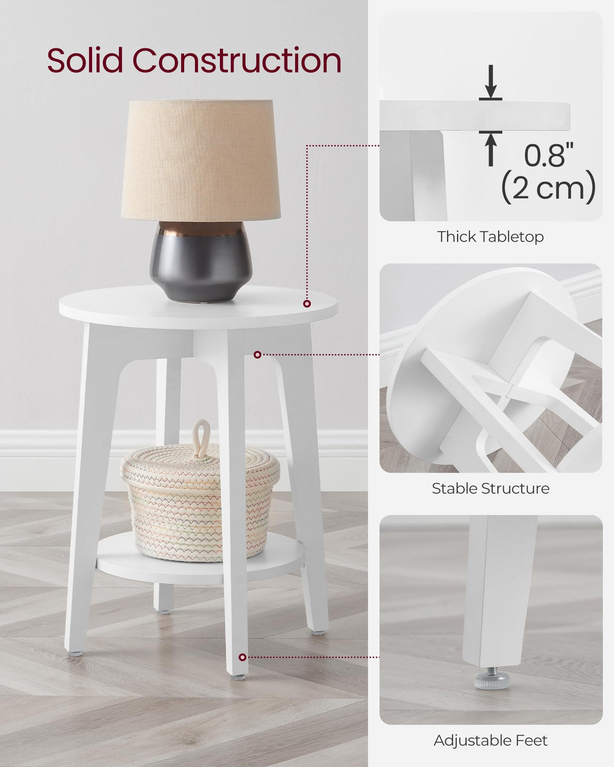 VASAGLE MAEZO side table curved transitions for a mid-century feel