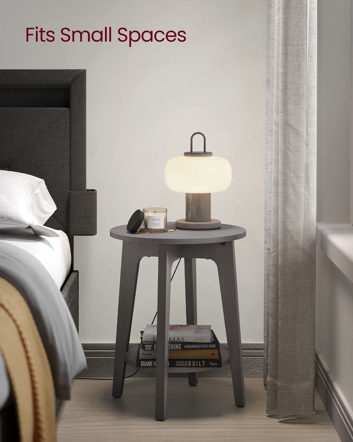 VASAGLE MAEZO side table lower shelf with decorative items