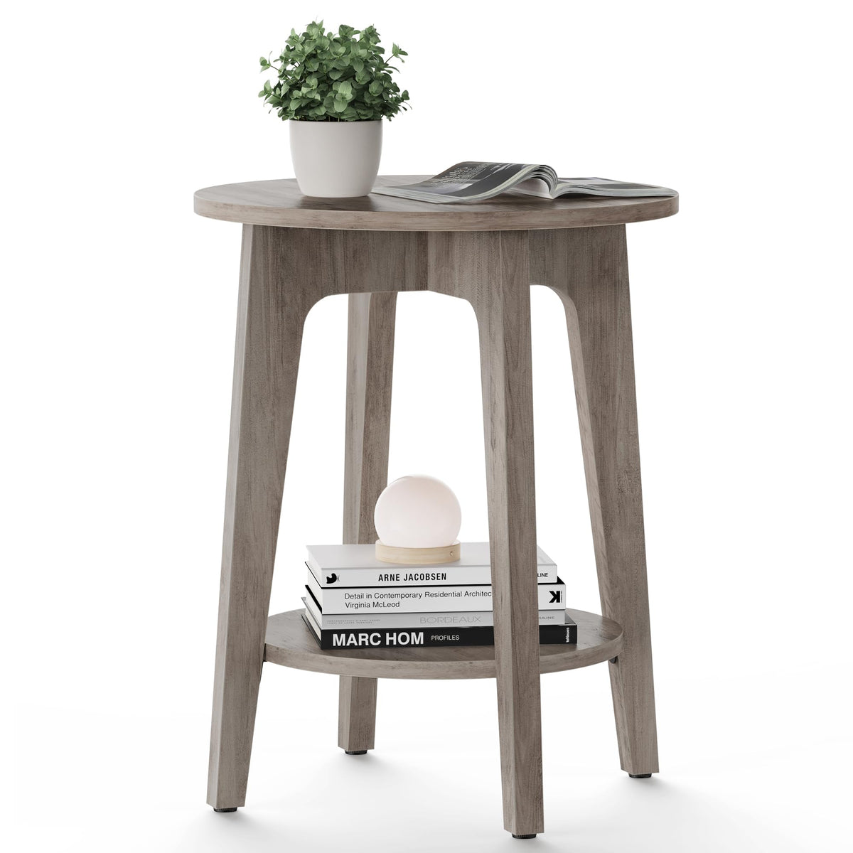 VASAGLE MAEZO side table top view highlights 2-tier storage for small spaces