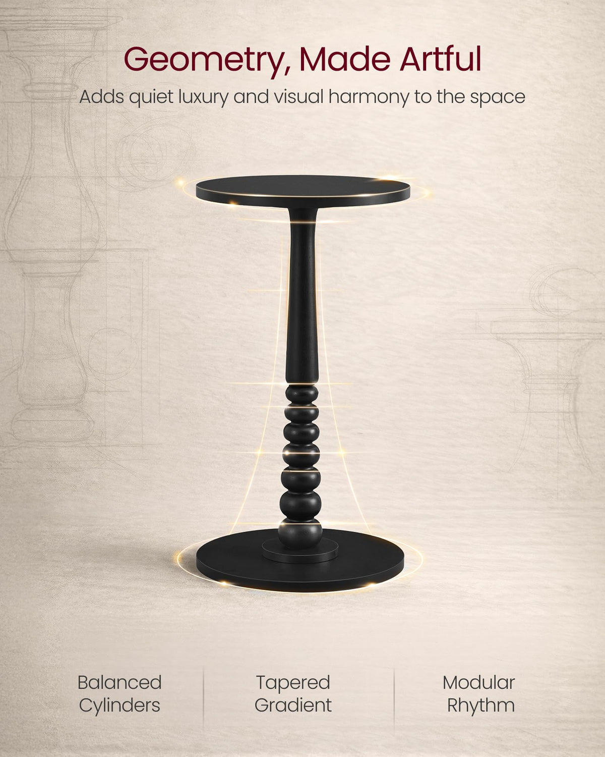 VASAGLE MARIEL round table placed in a living room setup beside a sofa.