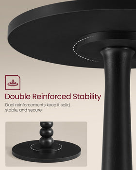 Ink black MARIEL table with rounded edges for safe, pet-friendly use.