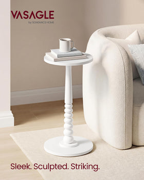 VASAGLE MARIEL round side table in living room scene, mid-century charm
