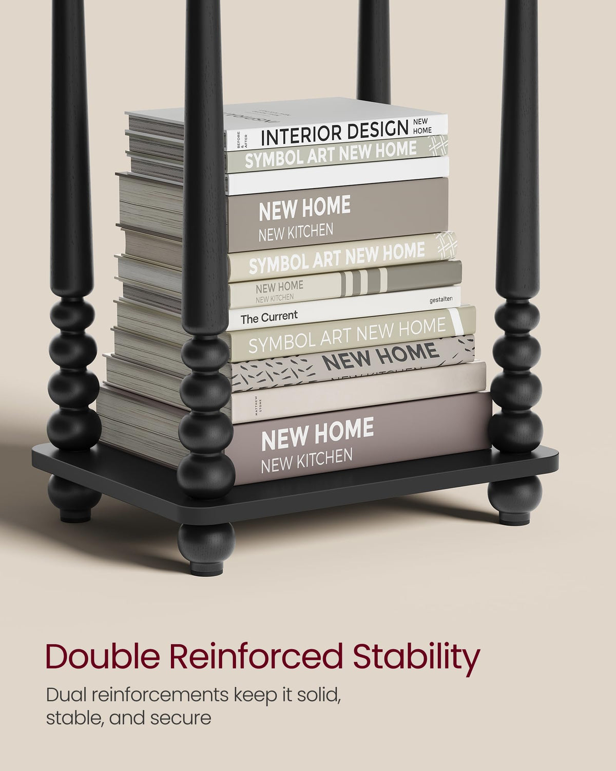 VASAGLE Mariel ink black finish complements modern decor and furniture.