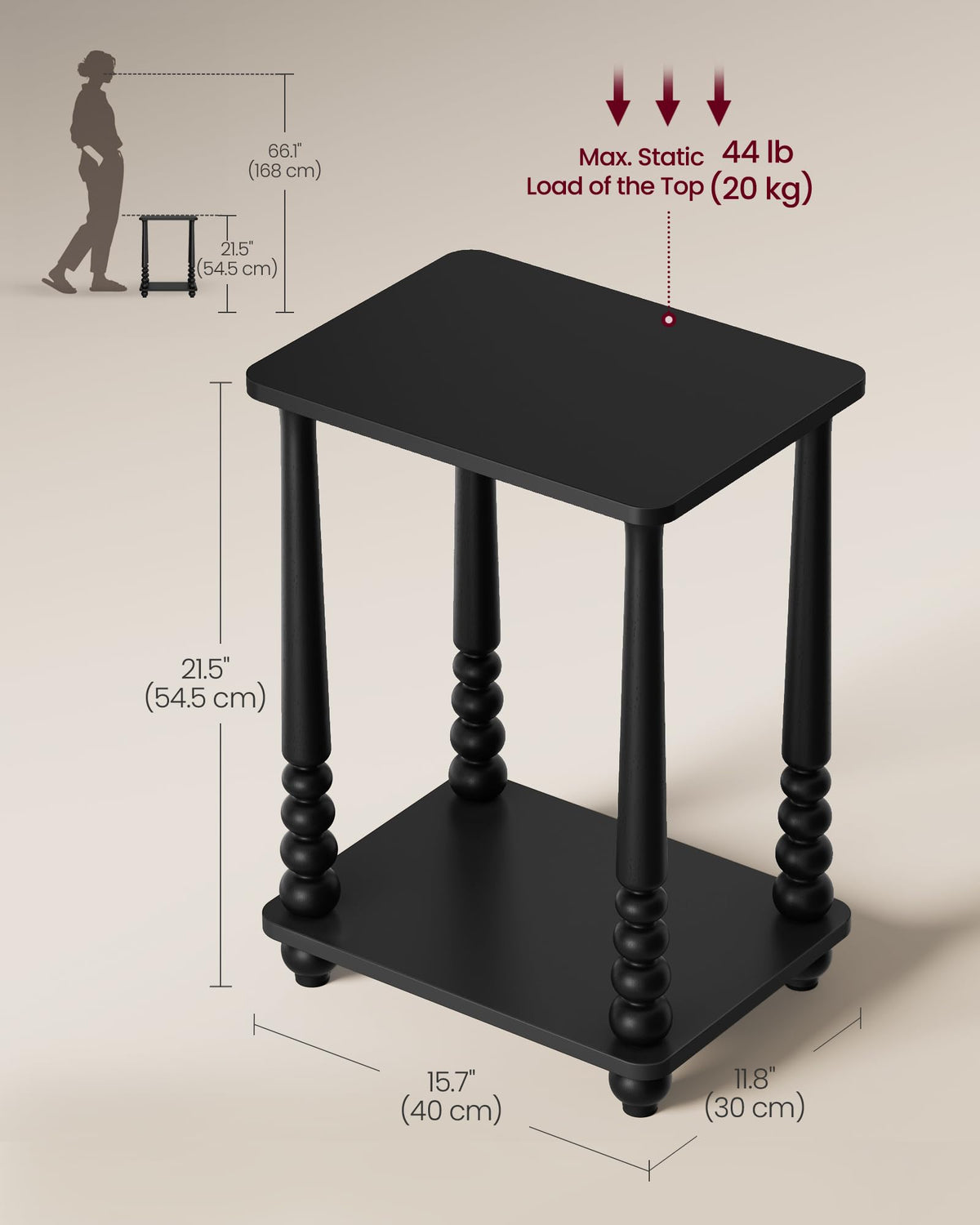VASAGLE Mariel compact design fits beside a couch or in a bedroom.