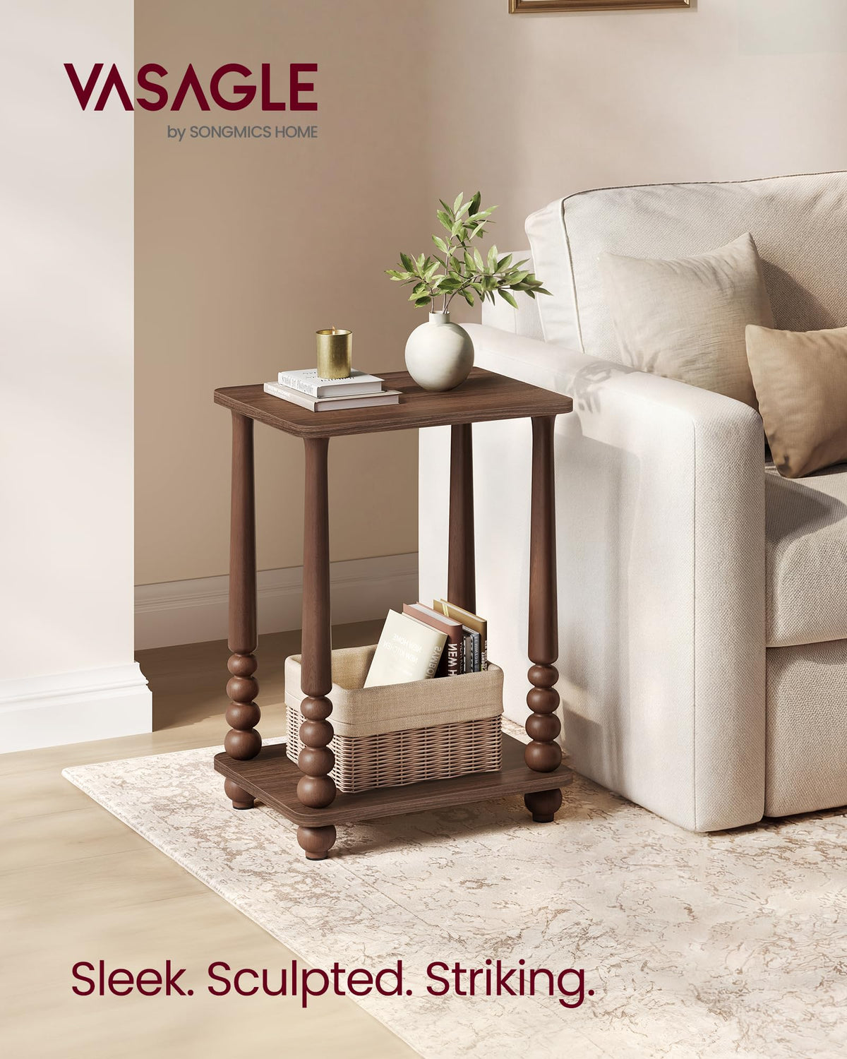 VASAGLE Mariel side table top view highlights compact surface for lamps