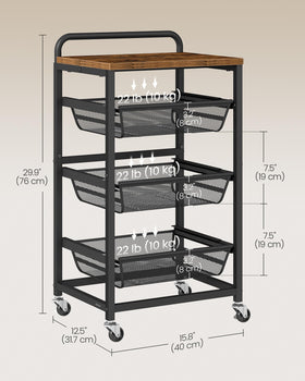 VASAGLE versatile cart for kitchen or laundry spaces.