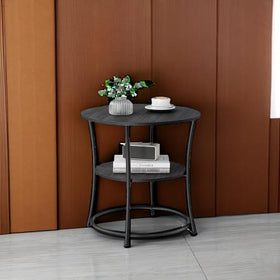 VASAGLE nightstand placed in living room for compact storage beside sofa.