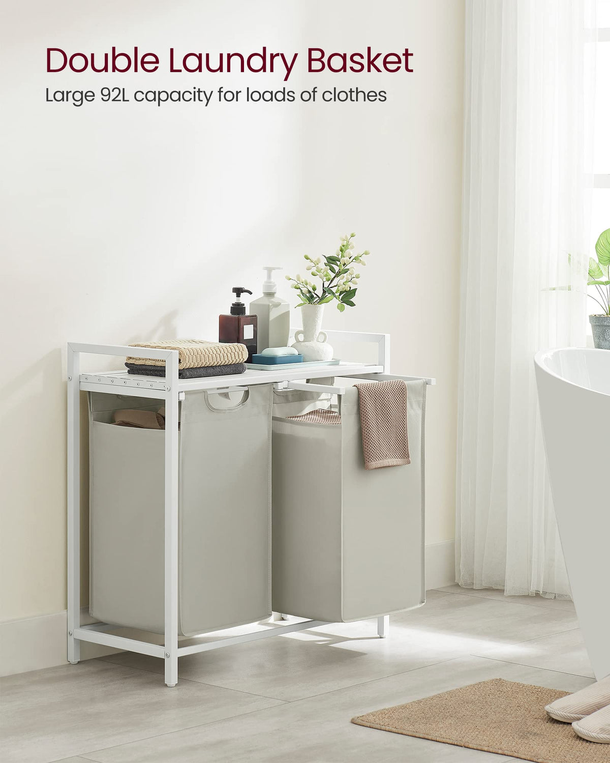 VASAGLE removable wash bags enable quick, easy laundry cleanup.