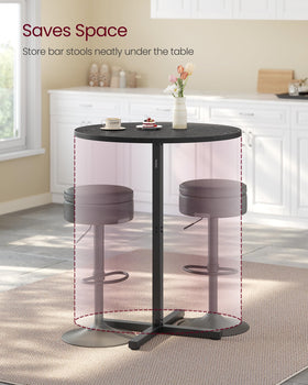 VASAGLE round table with adjustable feet detail reduces wobble.