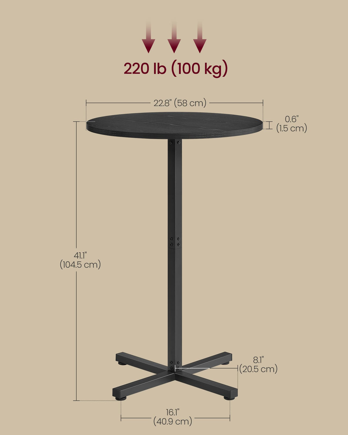 VASAGLE compact table ideal for small living spaces and balconies.