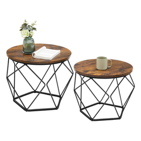 VASAGLE round coffee table with large top provides stable living room surface.