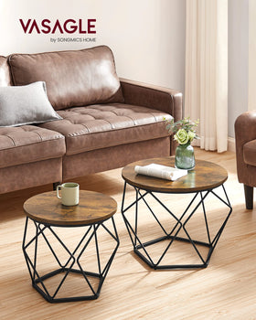 VASAGLE round coffee table small top beside sofa for compact spaces.