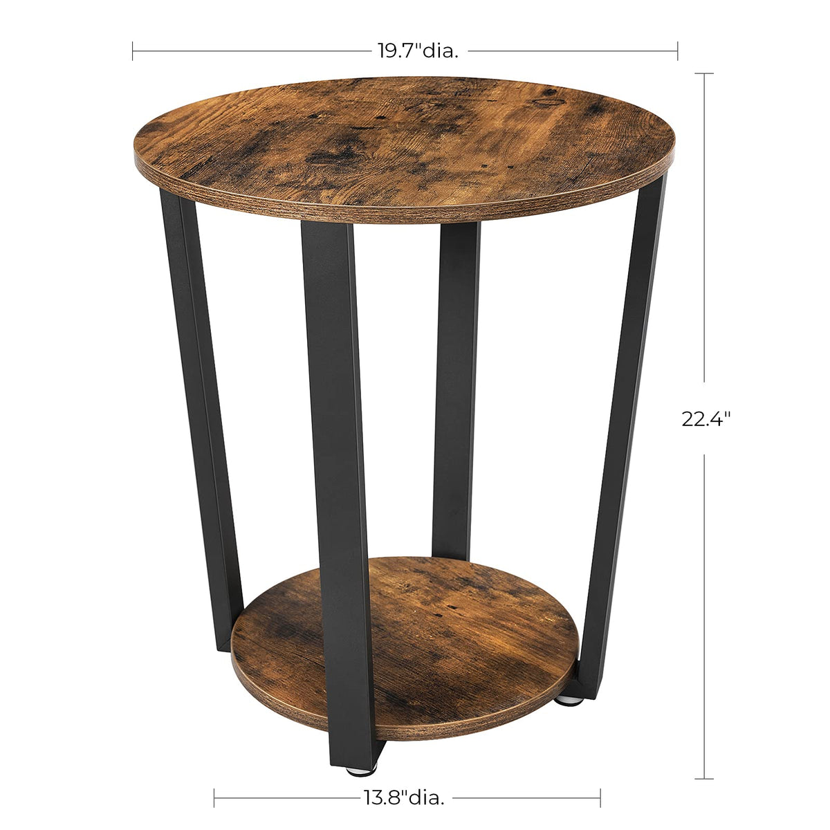VASAGLE two-tier round end table maximizes small-space living with extra shelf space.