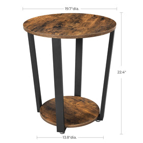 VASAGLE two-tier round end table maximizes small-space living with extra shelf space.