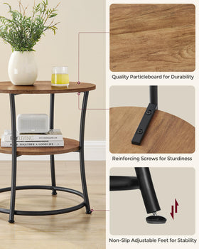 VASAGLE nightstand with adjustable feet keeps balance on uneven floors