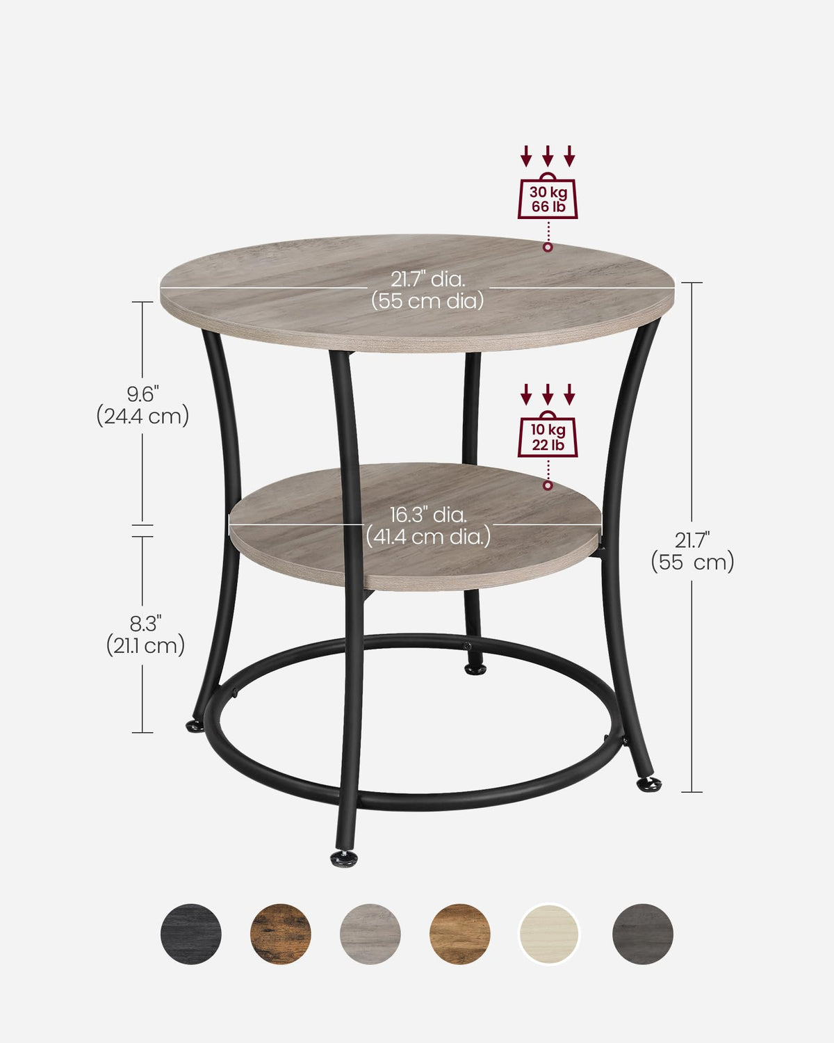 VASAGLE round side table in living room setup — blends practical style with space efficiency.