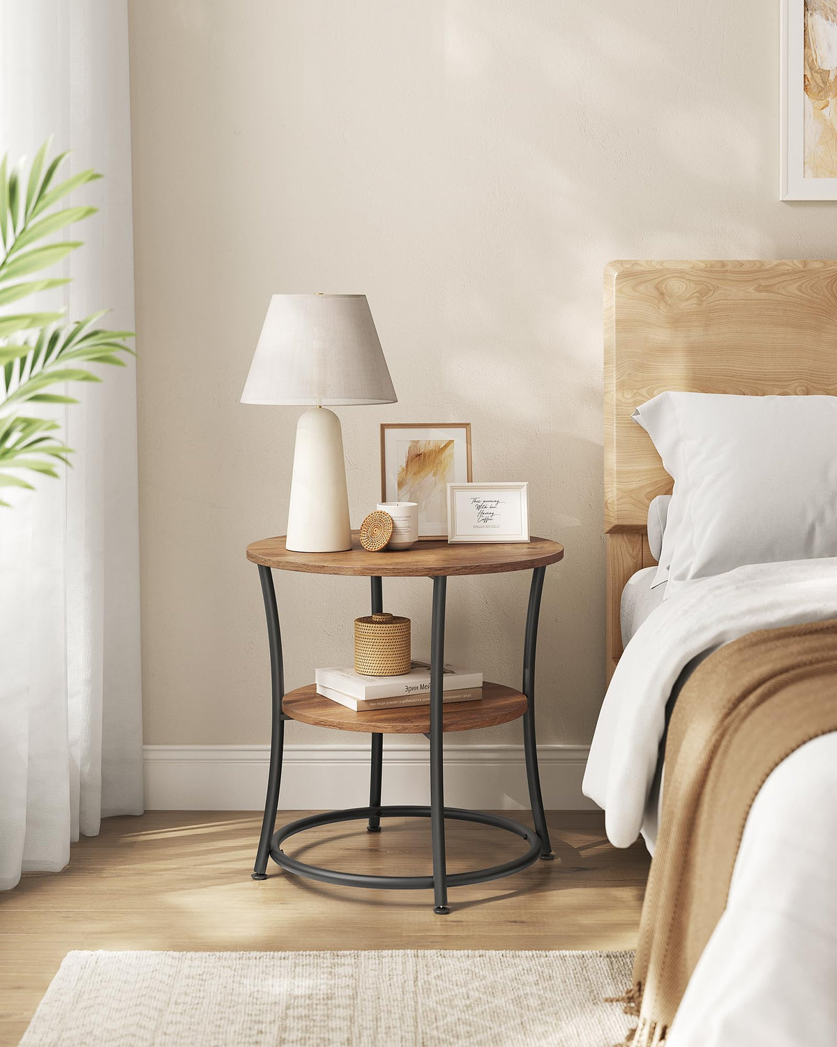 VASAGLE round side table in living room setup with decor
