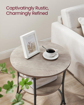 VASAGLE round side table steel frame — durable support for daily use.