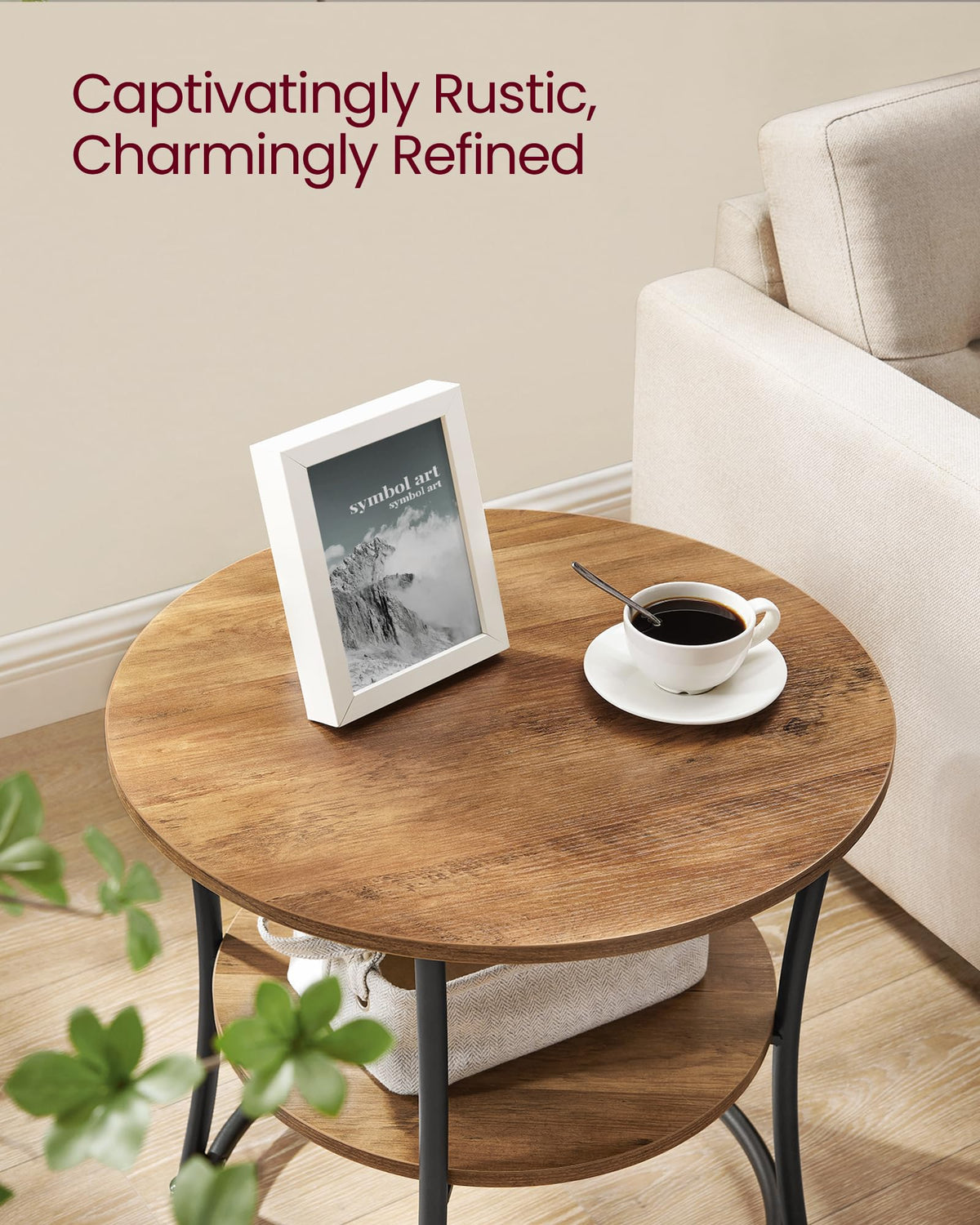 VASAGLE round end table shows sturdy steel frame and legs