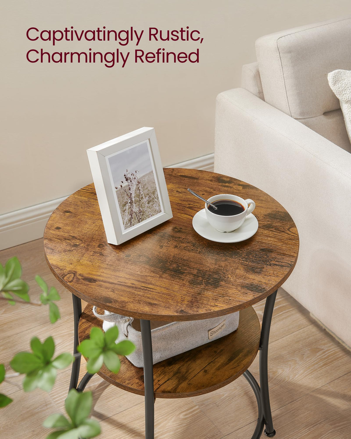 VASAGLE round side table steel frame highlighting durable construction