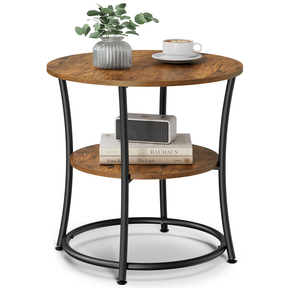 VASAGLE round side table top surface with rustic brown finish for sturdy daily use