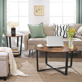 VASAGLE round table fits living room or bedroom with stylish storage solution.