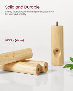 Rubberwood pole detail on VASAGLE rack highlights durability.