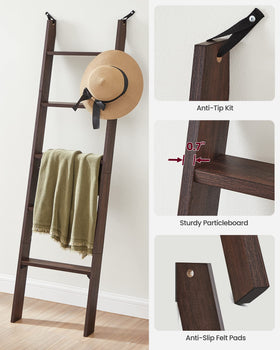 VASAGLE rustic-decor-ladder leaning against wall adds cozy farmhouse flair.