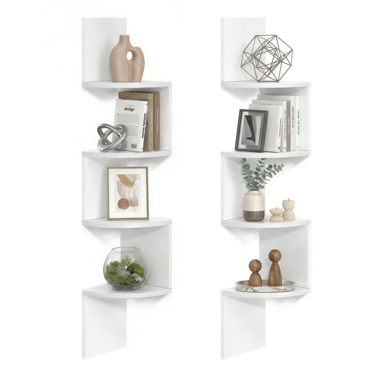 VASAGLE set of 2 corner shelves with zigzag design for stylish space-saving display