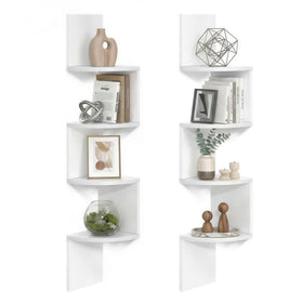 VASAGLE set of 2 corner shelves with zigzag design for stylish space-saving display