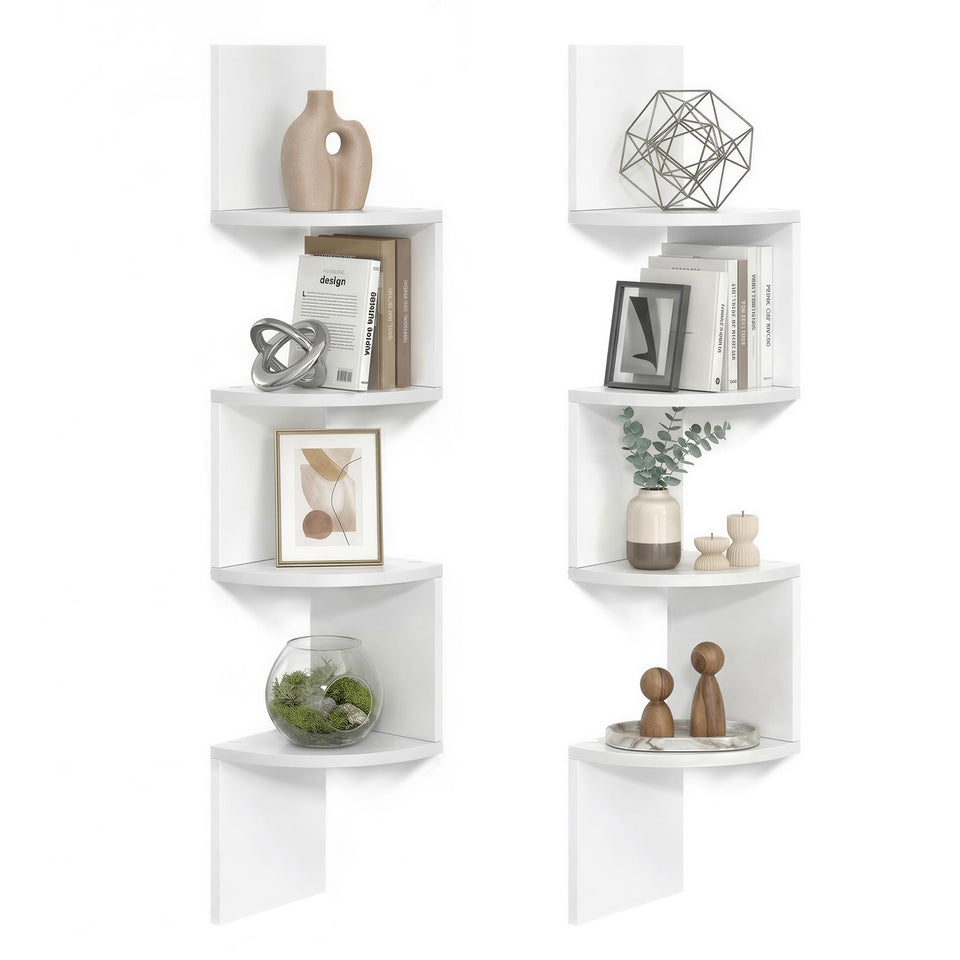 VASAGLE set of 2 corner shelves with zigzag design for stylish space-saving display
