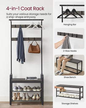 VASAGLE shoe bench and storage open, showcasing space for daily footwear.