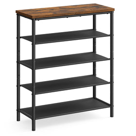 VASAGLE shoe rack with four fabric shelves organizes an entryway neatly.