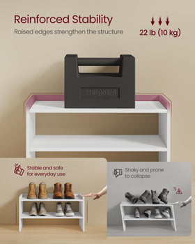 VASAGLE shoe rack edge detail highlighting sturdy frame construction