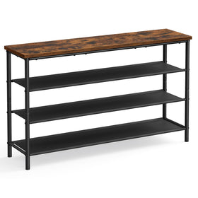 VASAGLE four-tier steel-frame shoe rack designed for organized entryways.