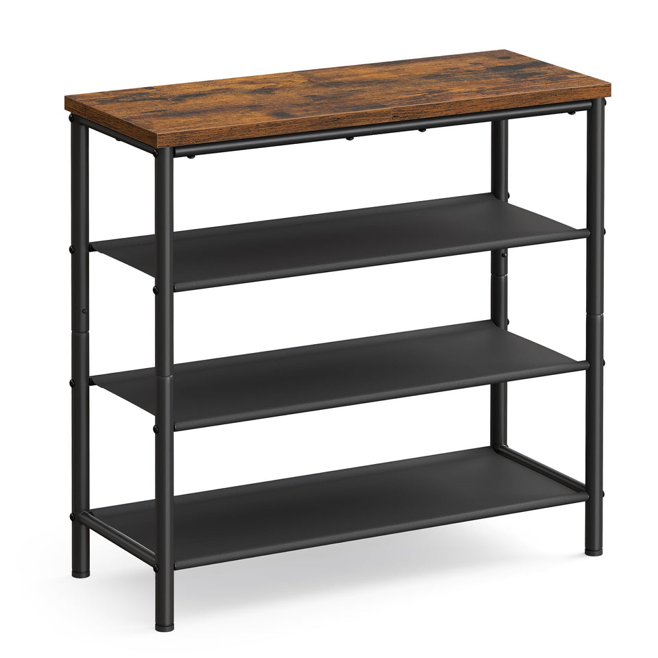 VASAGLE shoe rack front view with 3 fabric shelves for organized entryways.