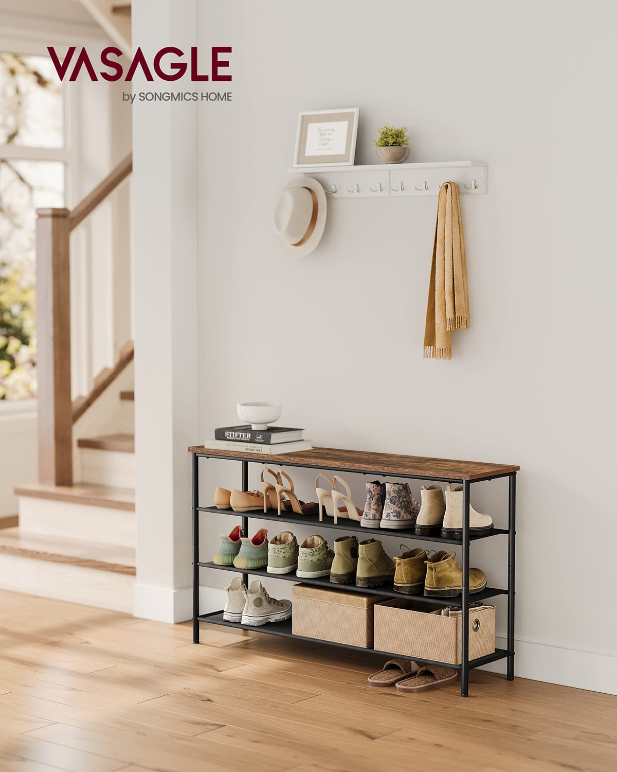 VASAGLE three-fabric-shelves showing lightweight, breathable storage.