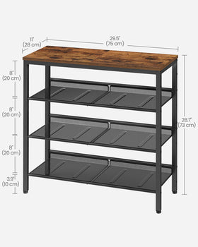 VASAGLE shoes organized on shelves reduces clutter in entryway