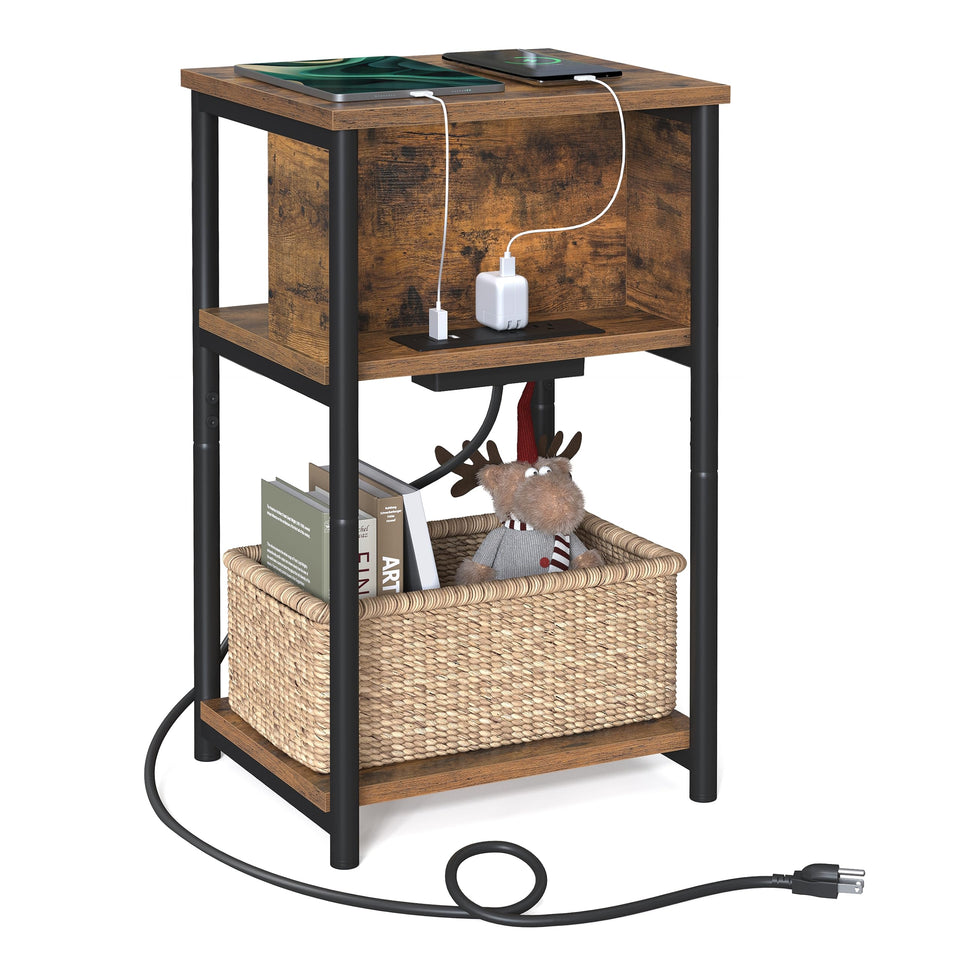 VASAGLE side table with charging station and outlets enables easy device charging.