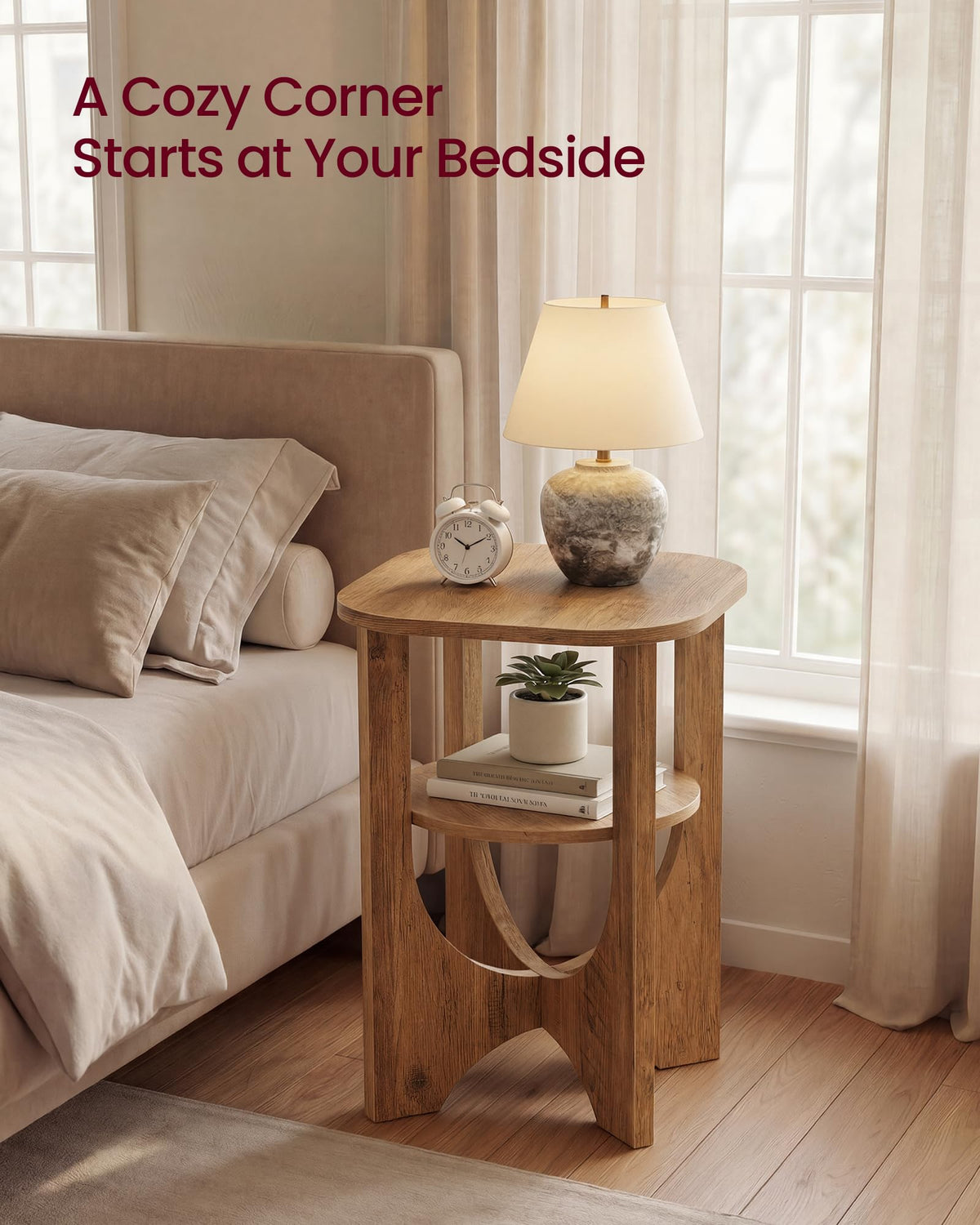 VASAGLE side table curved legs add mid century charm to any room