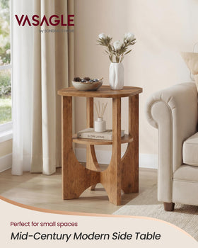 VASAGLE side table lower shelf stores books and decor, keeping space organized